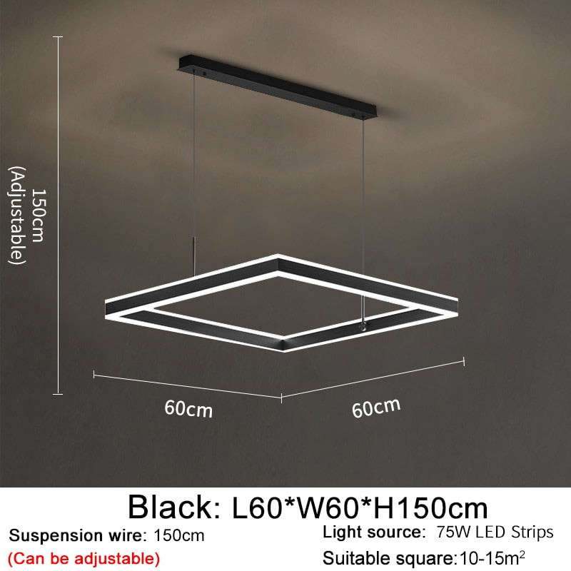 AstraLuxe Modern Square LED Chandelier for Living Room | Lersk