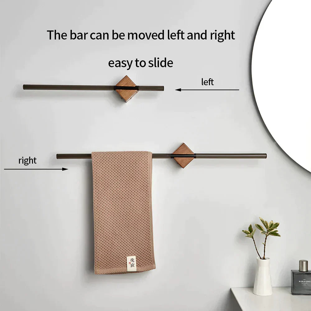 Elmora Woodgrain Bath Towel Holder In Stainless Steel | Lersk