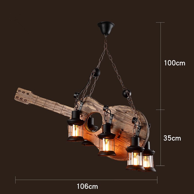 Vintage industriel træ LED loftlampe | Lersk
