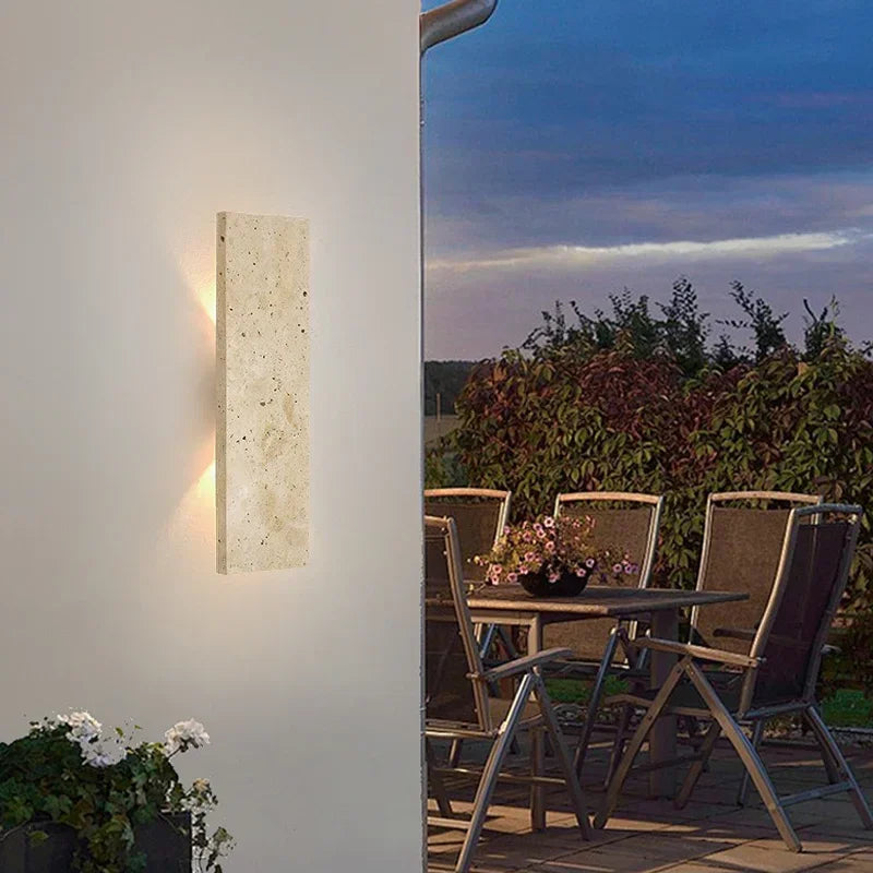 Lampada da parete LED impermeabile da esterno con pietra naturale per decorazione patio | Lersk