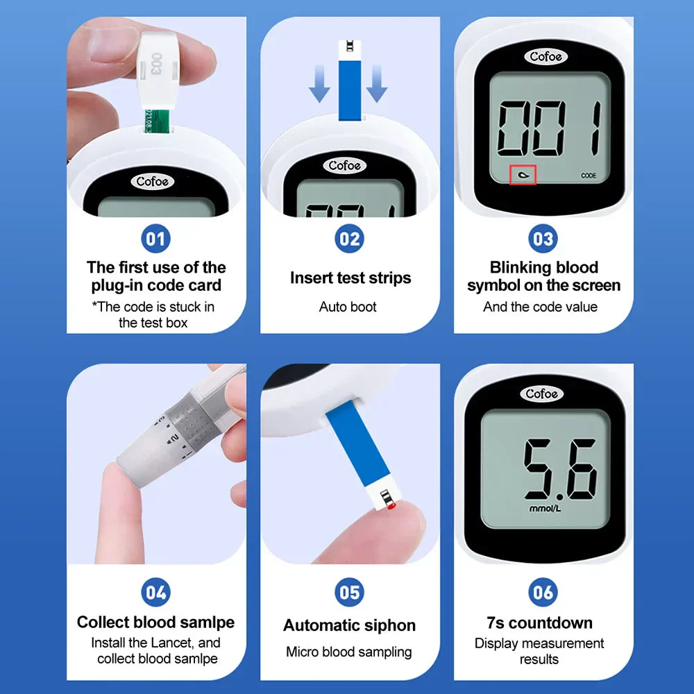 AzureGuard Blue Blood Glucose Monitor Kit With Strips And Lancets | Lersk