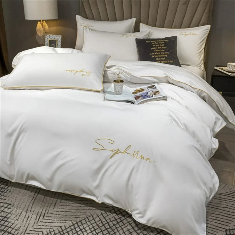 LuxeWeave Premium Dynebetræk med Elegant Broderi | Lersk