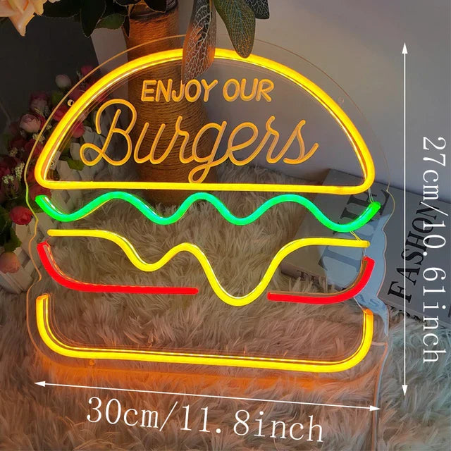 NibbleGlow Neon-Nachtlicht Buntes Fast-Food-Schild | Lersk