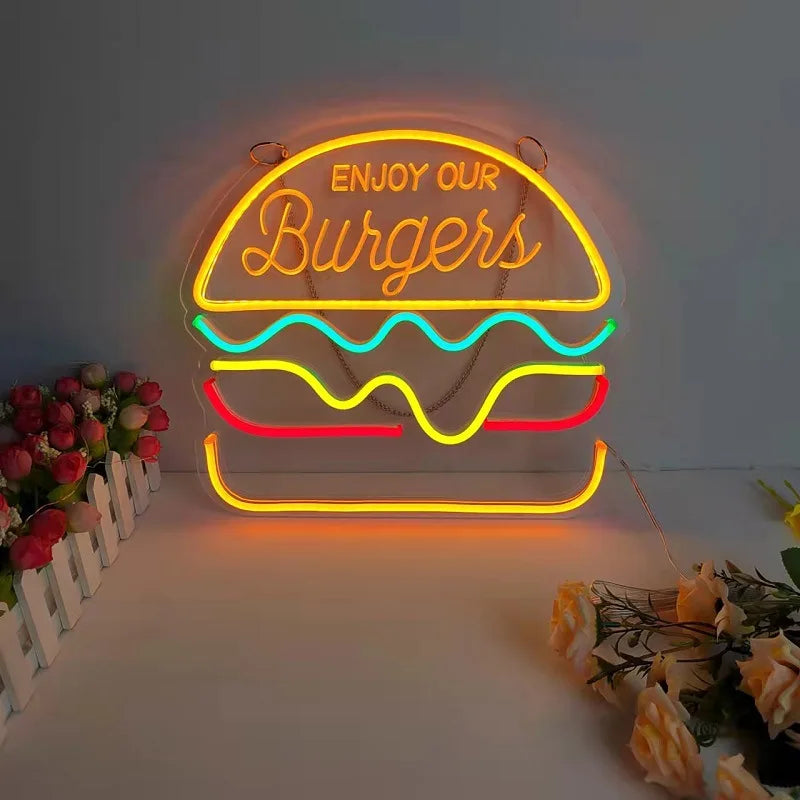 NibbleGlow Neon-Nachtlicht Buntes Fast-Food-Schild | Lersk