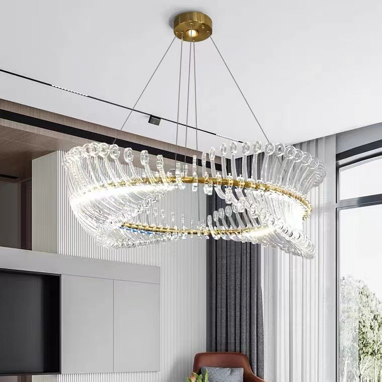 Moderní spirálový akrylový lustr s luxusním LED kruhovým světlem | Lersk