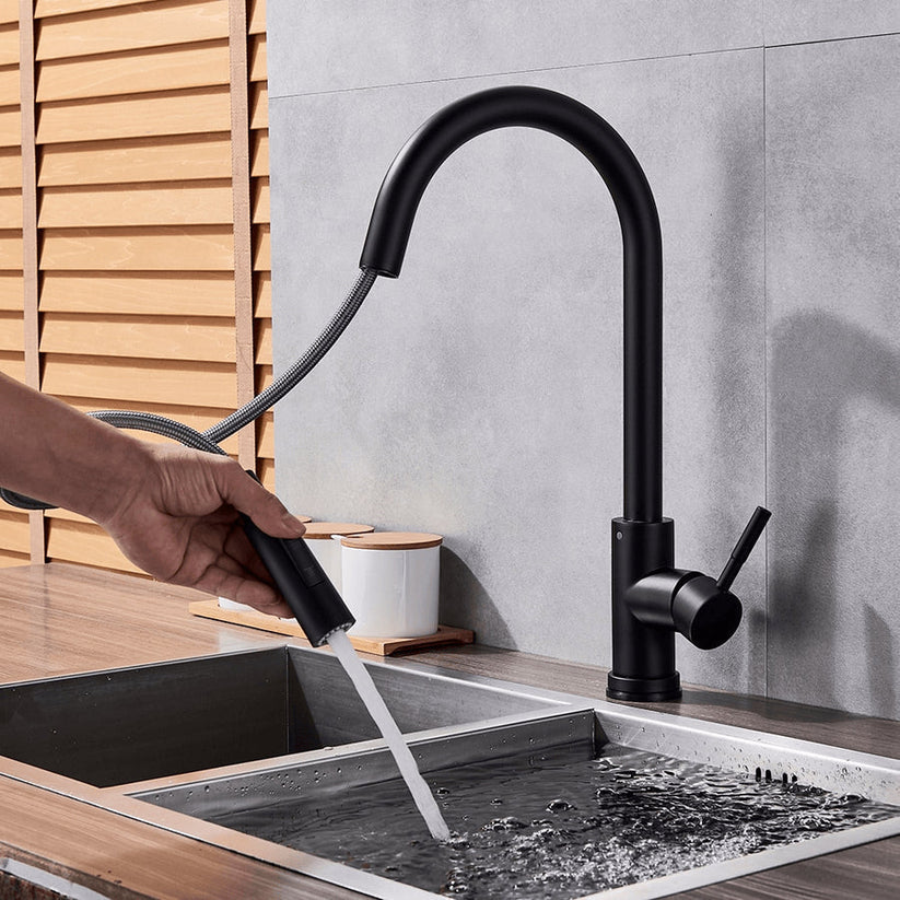 TouchTech vysouvací kuchyňská baterie, bezdotyková baterie s čidlem a flexibilní výpustí, moderní mosazná baterie | Lersk