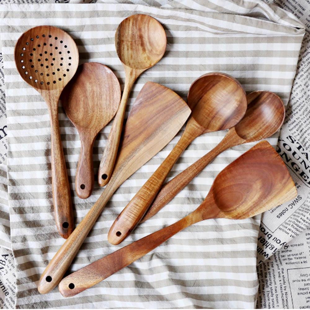 Set de ustensile de bucătărie EcoTeak, delicat cu tigăile antiaderente | Lersk