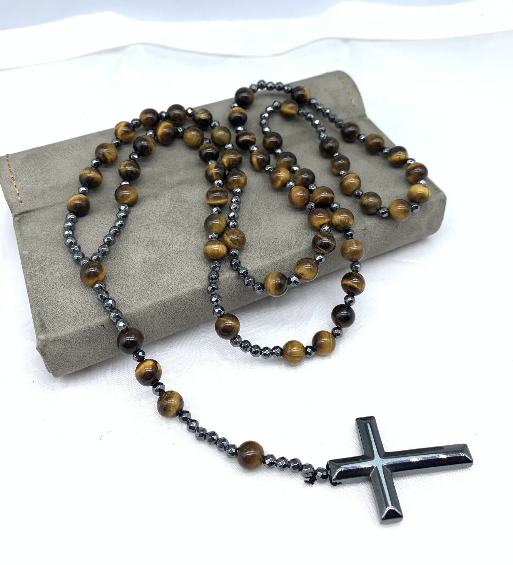 AstraVea Tiger Eye and Lapis Lazuli Rosary Necklace for Men | Lersk