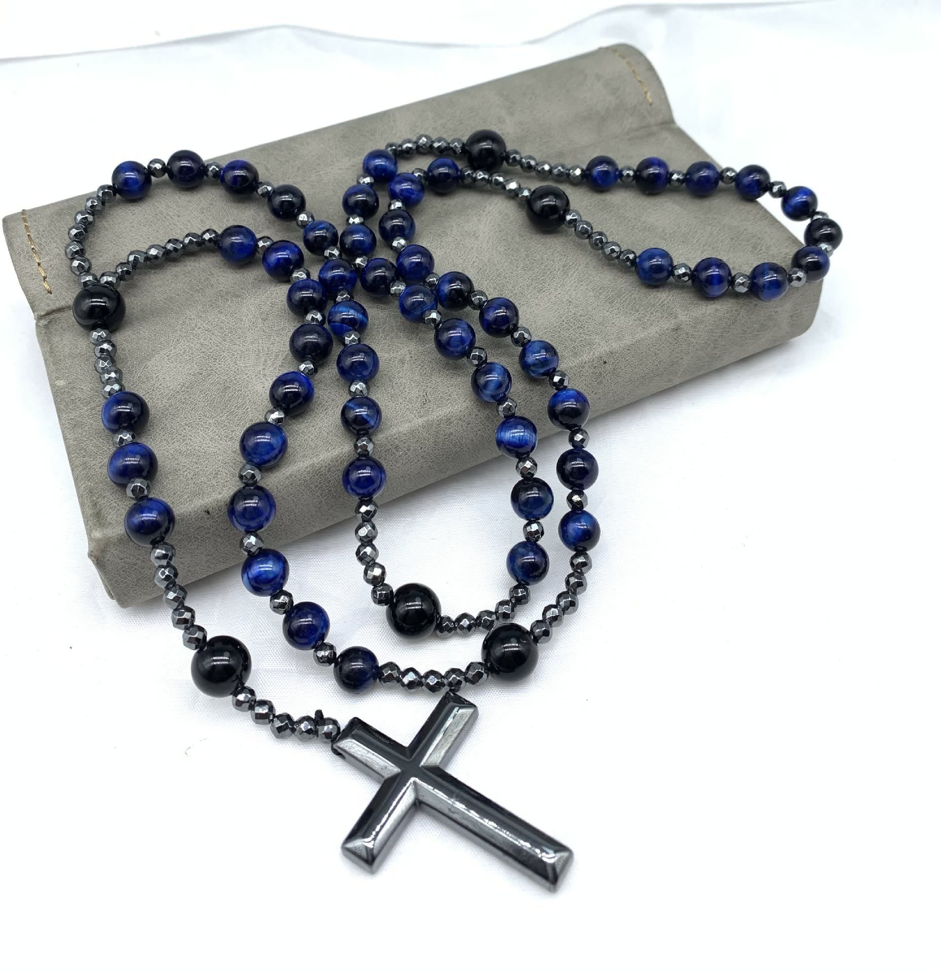 AstraVea Tiger Eye and Lapis Lazuli Rosary Necklace for Men | Lersk