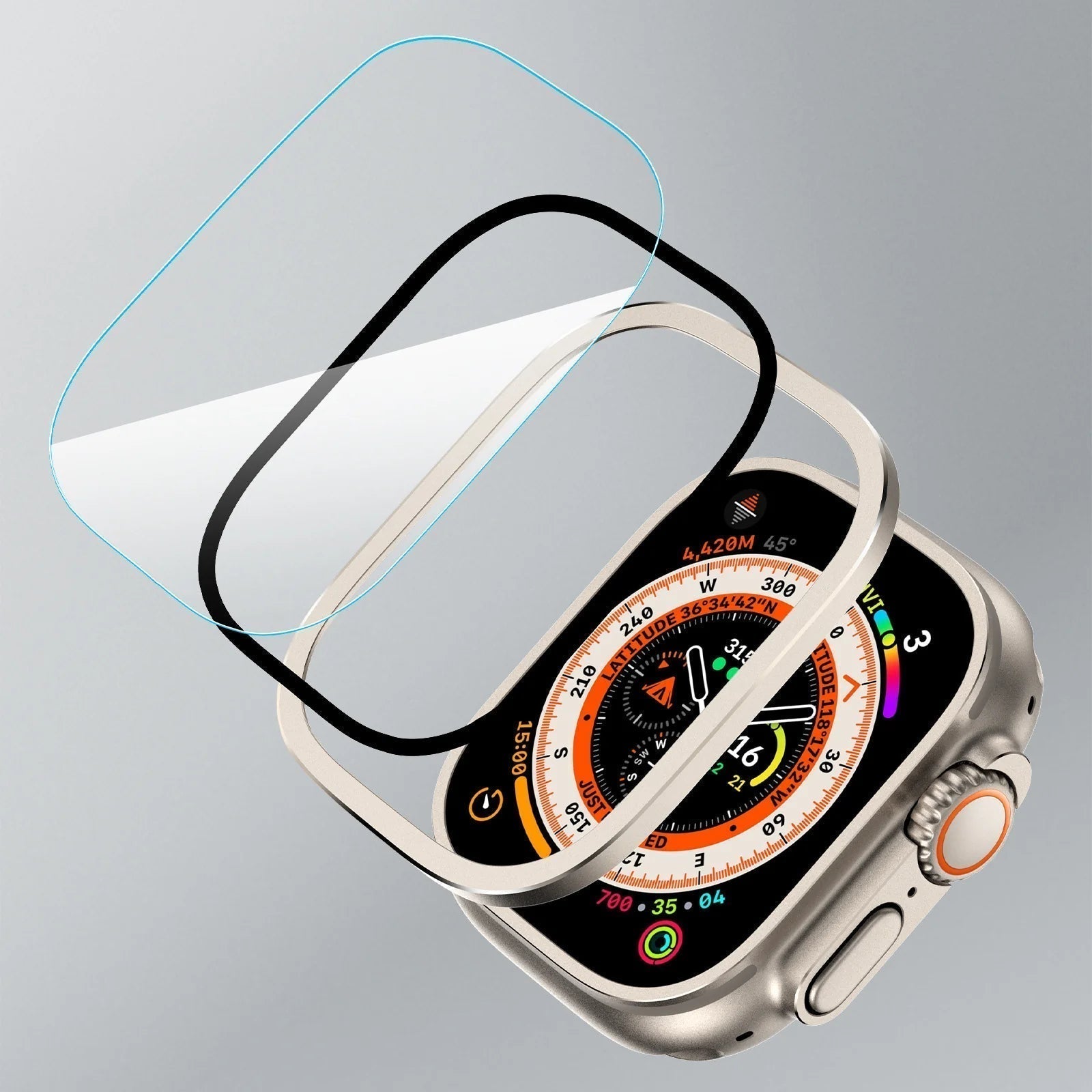 Titanový ochranný kryt obrazovky kompatibilní s Apple Watch Ultra a Ultra 2 | Lersk