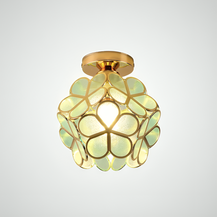 Luminária de Teto em Vidro Floral FloraLume com Motivos Florais | Lersk