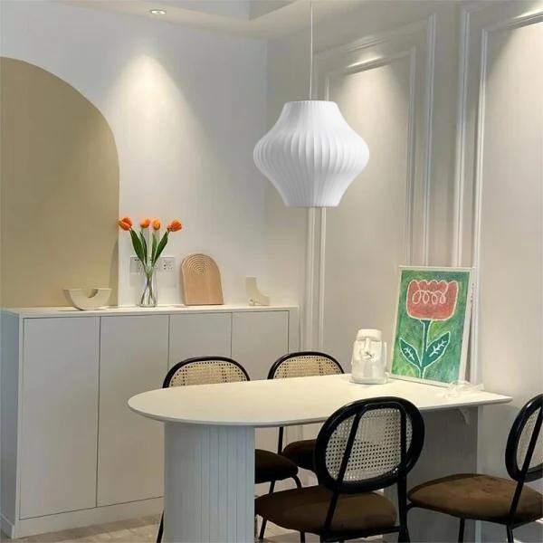 NovaCrest Silk and Steel Pendant Lamp for Modern Interiors | Lersk