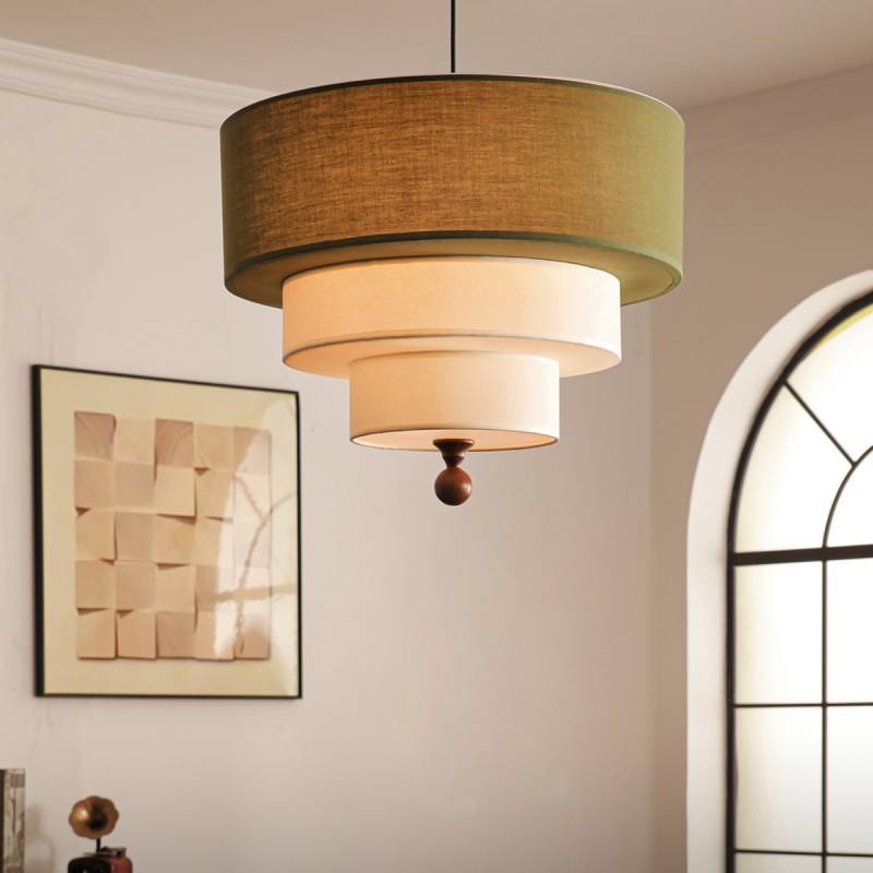 Layered Fabric Pendant Light Soft Ambient Drum Ceiling Fixture | Lersk