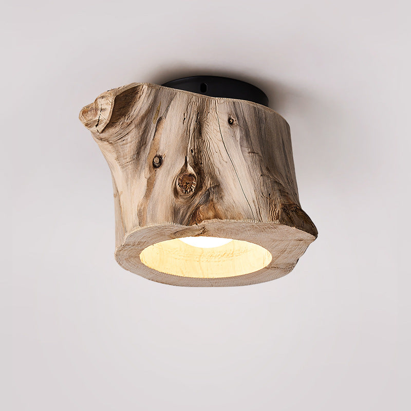 Lampada da soffitto in legno rustico moderno con design a tronco cavo | Lersk