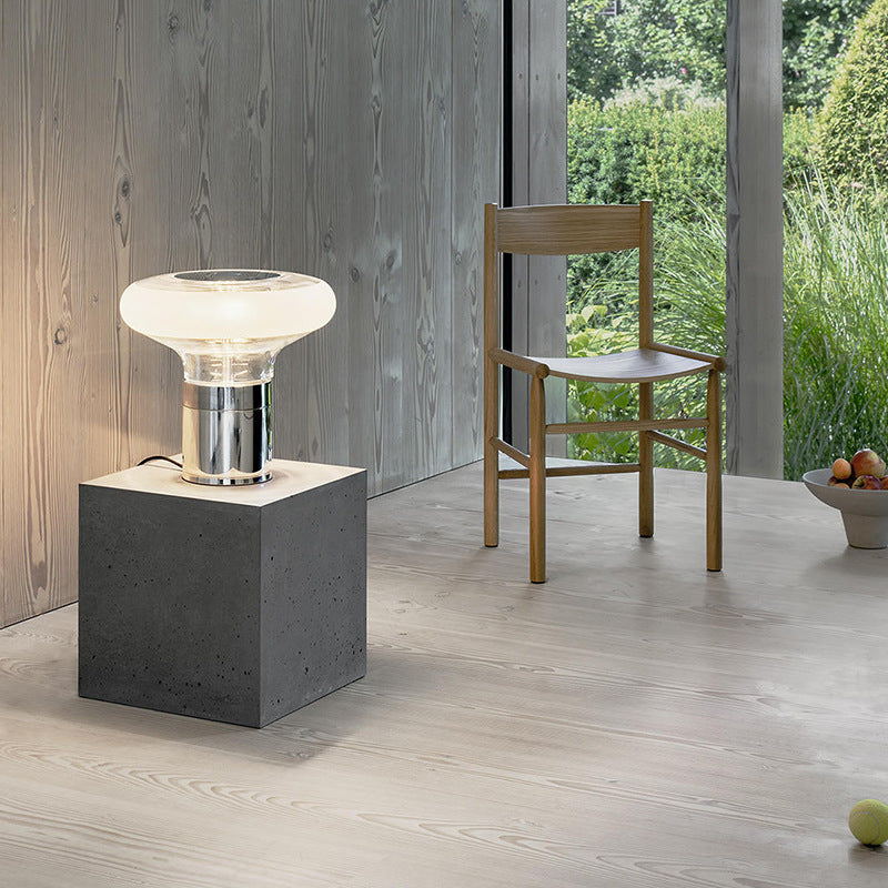 Modern Glass Table Lamp With Chrome Base - StudioAura Ambience | Lersk