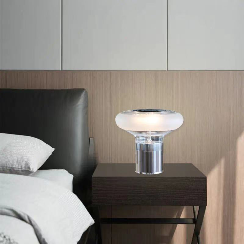 Modern Glass Table Lamp With Chrome Base - StudioAura Ambience | Lersk