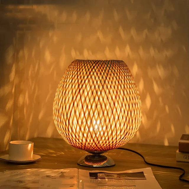 AntiqueBamboo Vintage Bamboo Table Lamp For Cozy Ambience | Lersk