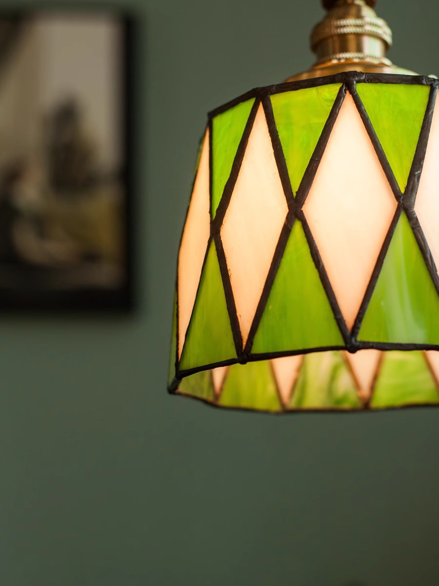 Retro szklana lampa wisząca z diamentowym wzorem | Lersk