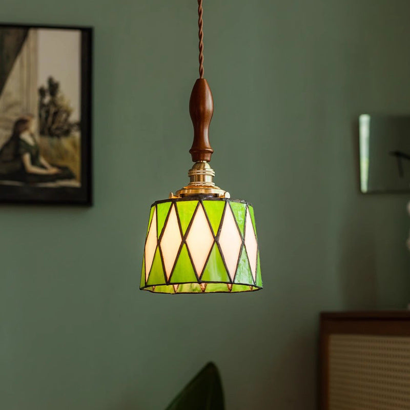 Retro szklana lampa wisząca z diamentowym wzorem | Lersk