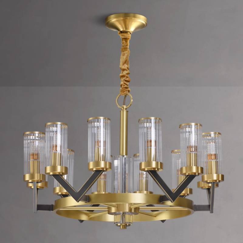 Aurora Gold Lysekrone Moderne Glas Cylinder Loftlampe | Lersk