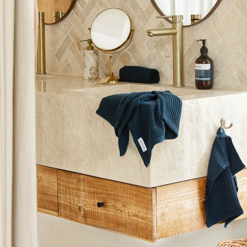 Set da 2 asciugamani spa SereneBamboo in tessuto waffle morbido, ecologici | Lersk