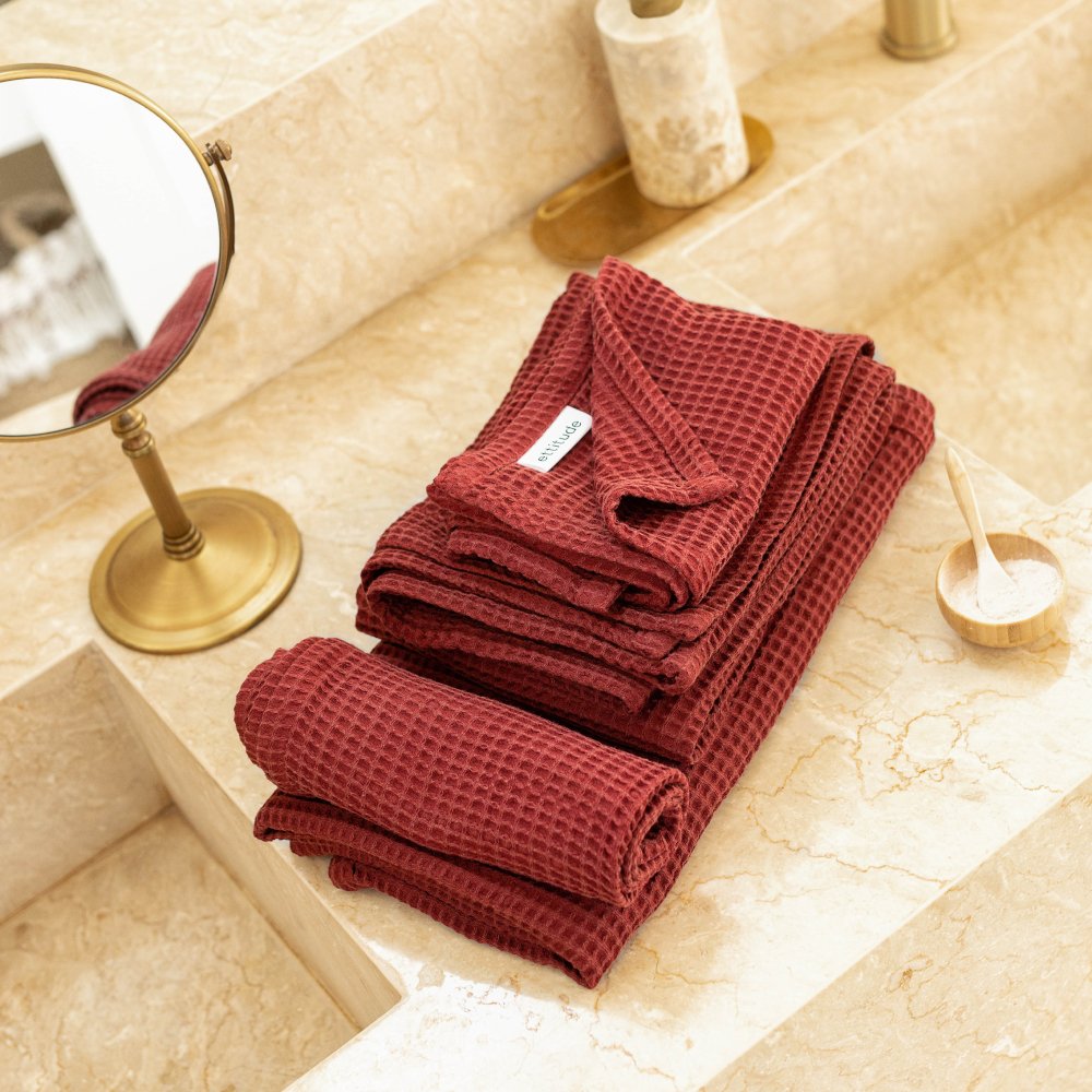 Set da 2 asciugamani spa SereneBamboo in tessuto waffle morbido, ecologici | Lersk