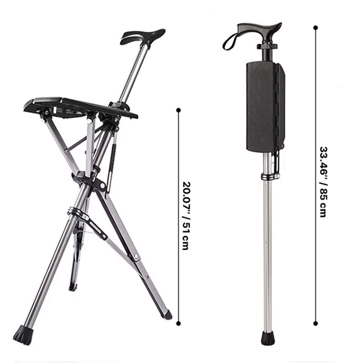 Walking Stick with Seat - Portable Folding Cane Chair for On-the-Go Comfort | Mobility Support
