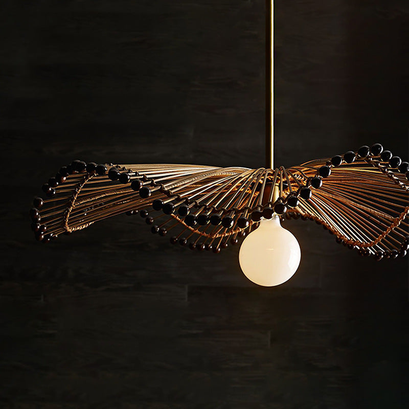 Woven Rattan Pendant Light, Sculptural Decorative Ceiling Fixture | Lersk