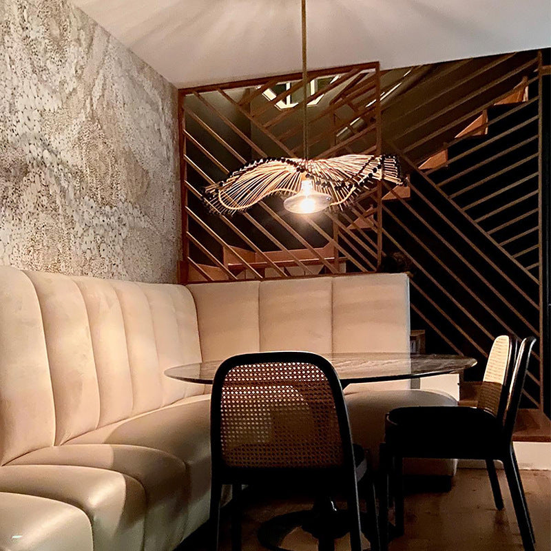 Woven Rattan Pendant Light, Sculptural Decorative Ceiling Fixture | Lersk