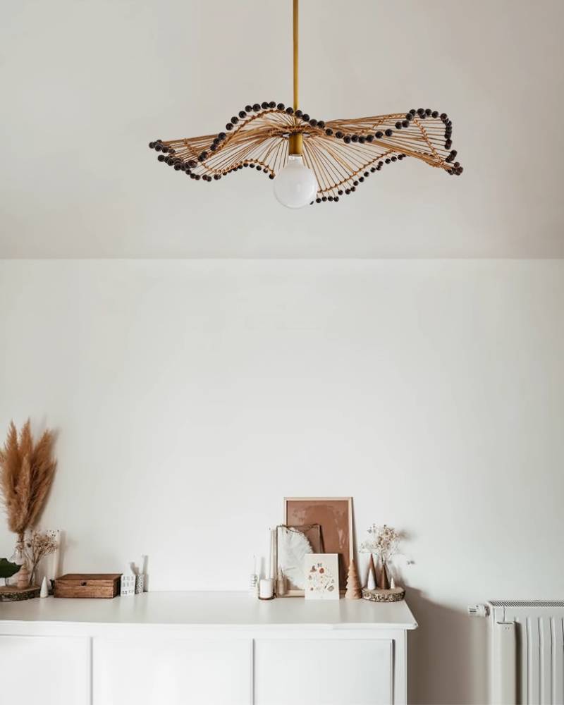 Woven Rattan Pendant Light, Sculptural Decorative Ceiling Fixture | Lersk