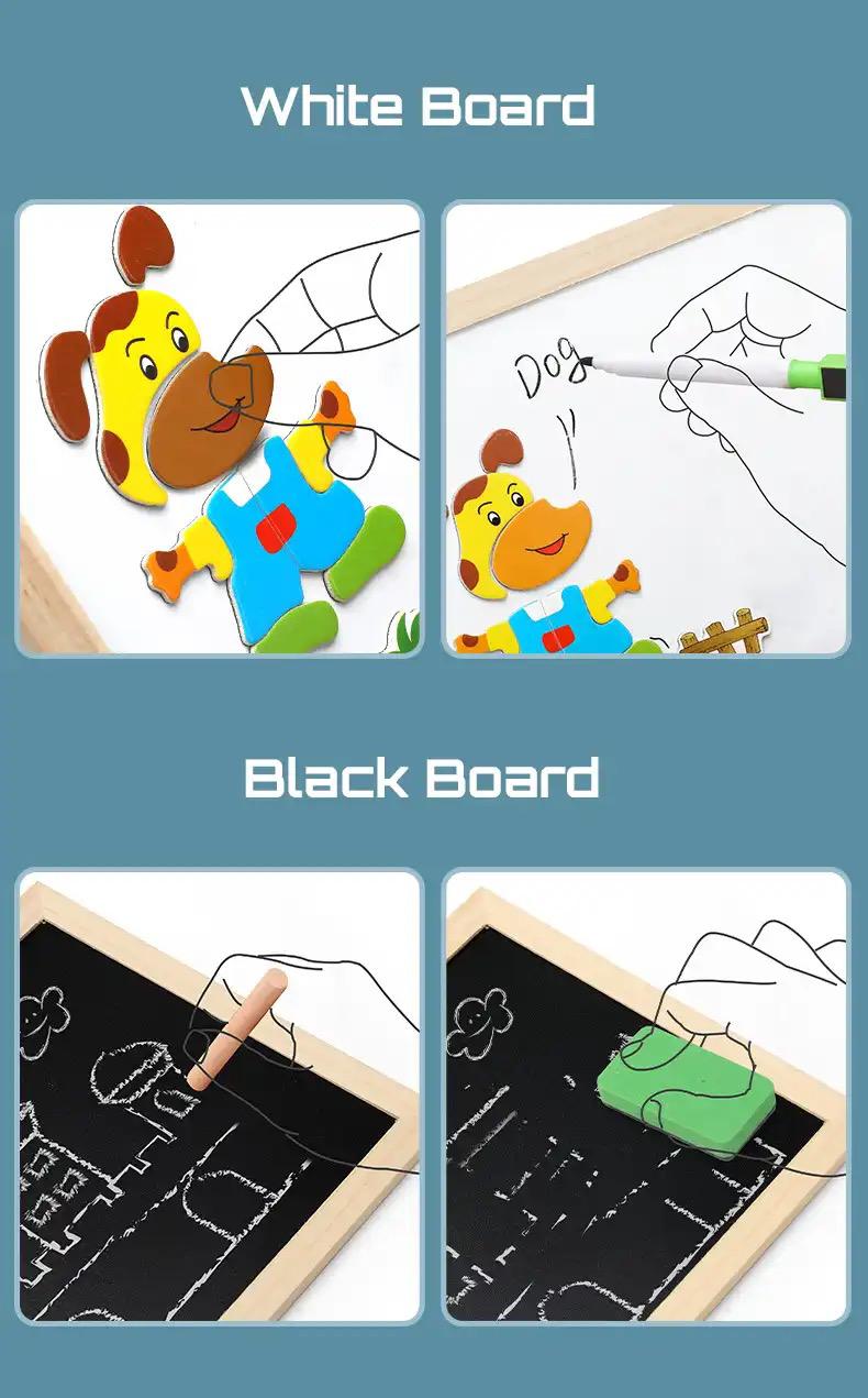 Pizarra magnética Montessori 2 en 1 para niños, juguete clásico Montessori de arte para juego creativo | Lersk