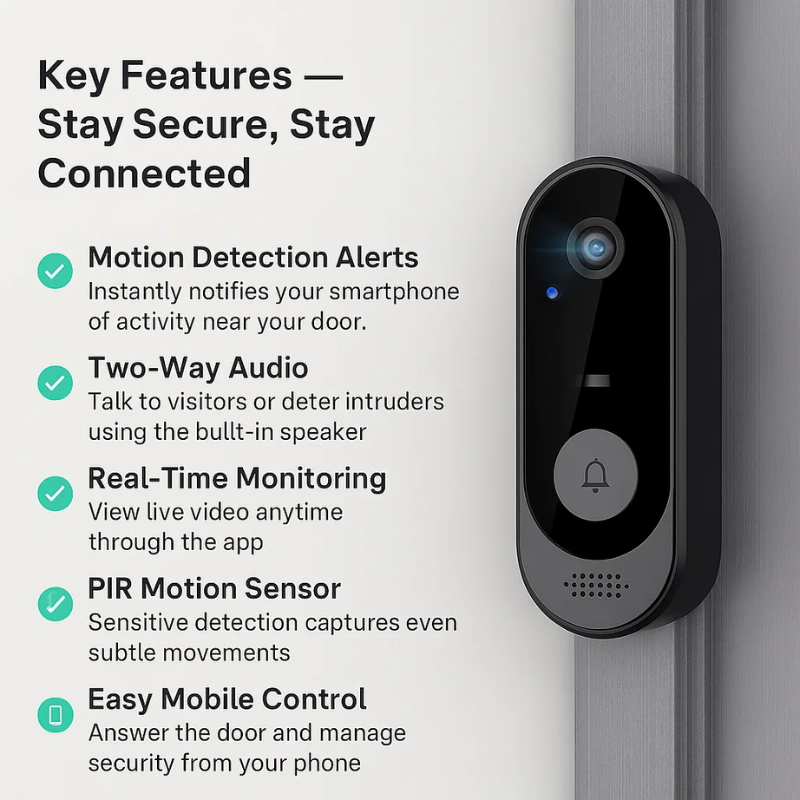 AstraGuard Pro Sonnette Vidéo Sans Fil Avec Caméra HD Alertes de Mouvement en Temps Réel | Lersk