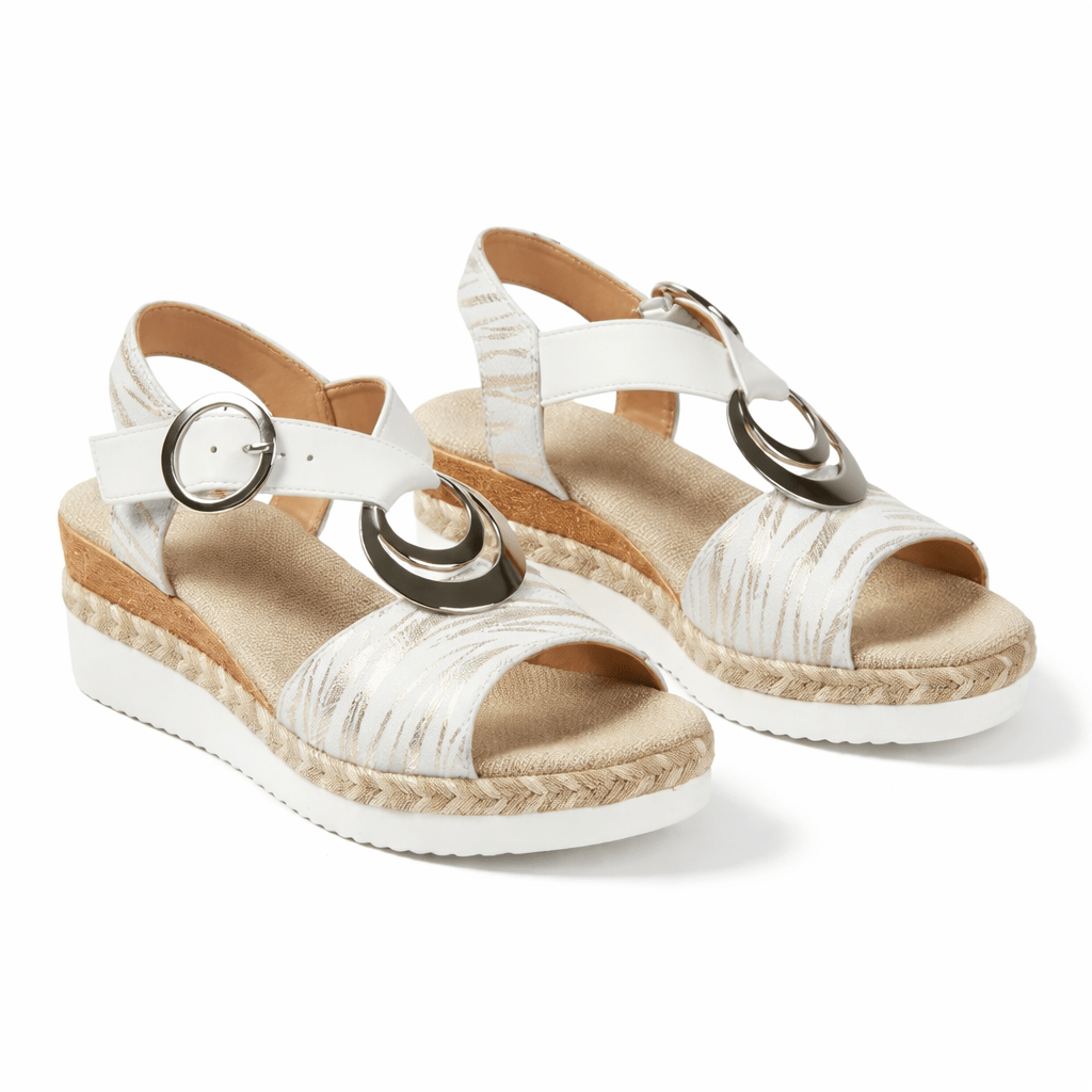 Női fémes ék szandál bokapánttal a nyári kényelemért | Lersk
