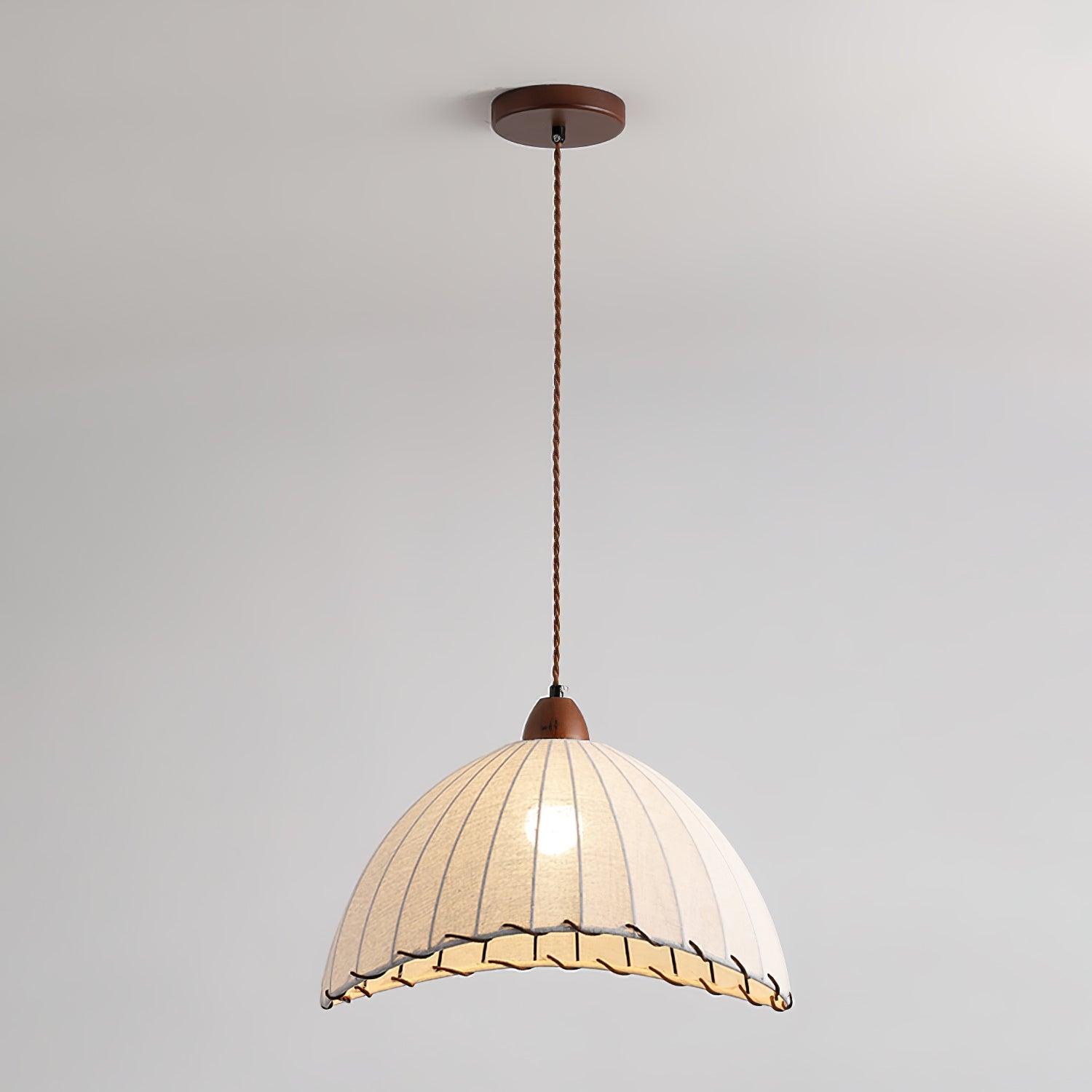 TimberLume Wood Pendant Light With Soft Fabric Shade | Lersk