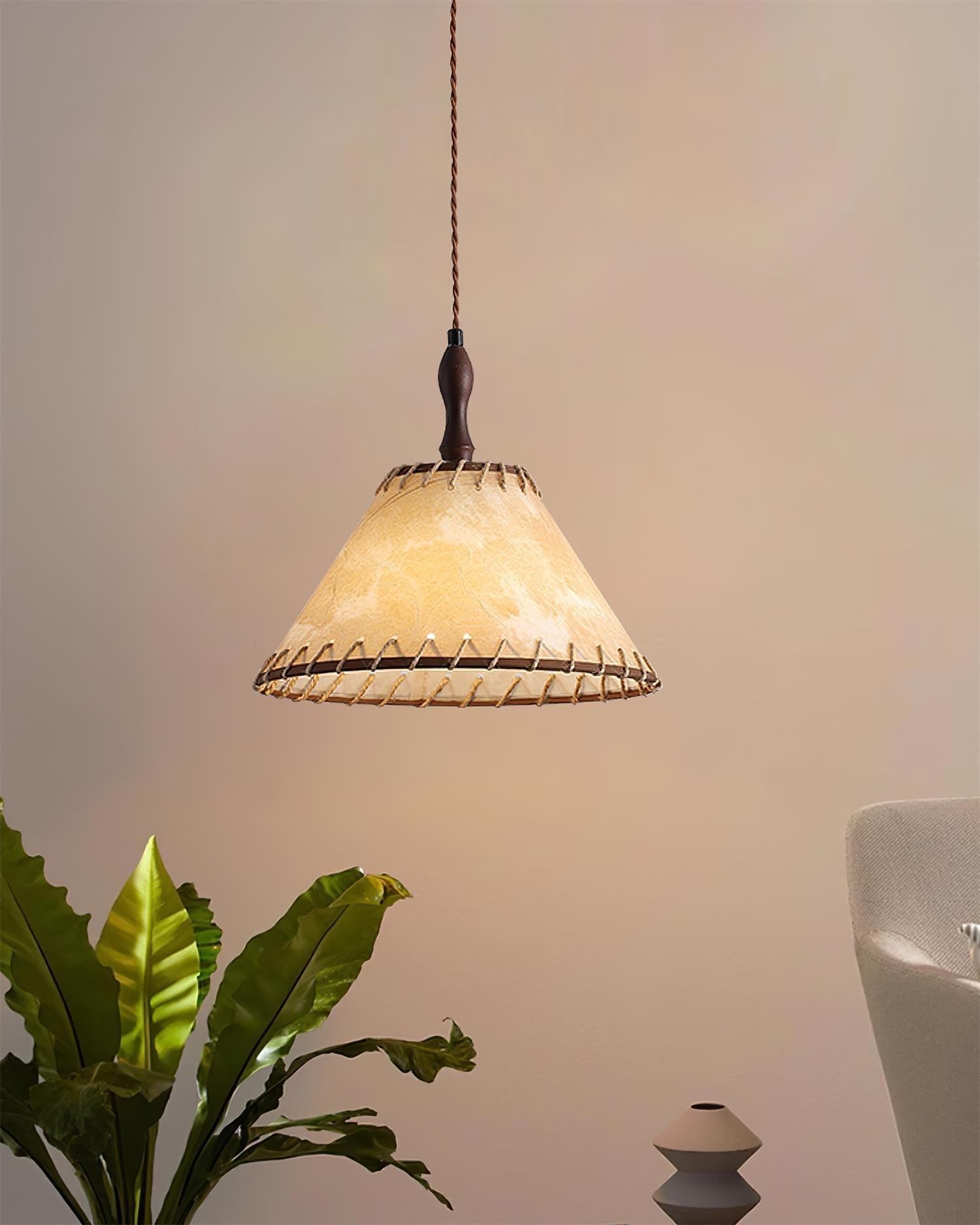 TimberLume Wood Pendant Light With Soft Fabric Shade | Lersk