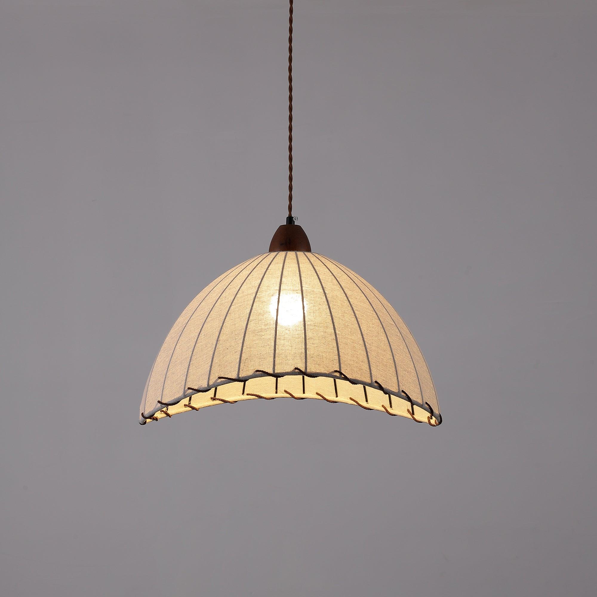 TimberLume Wood Pendant Light With Soft Fabric Shade | Lersk