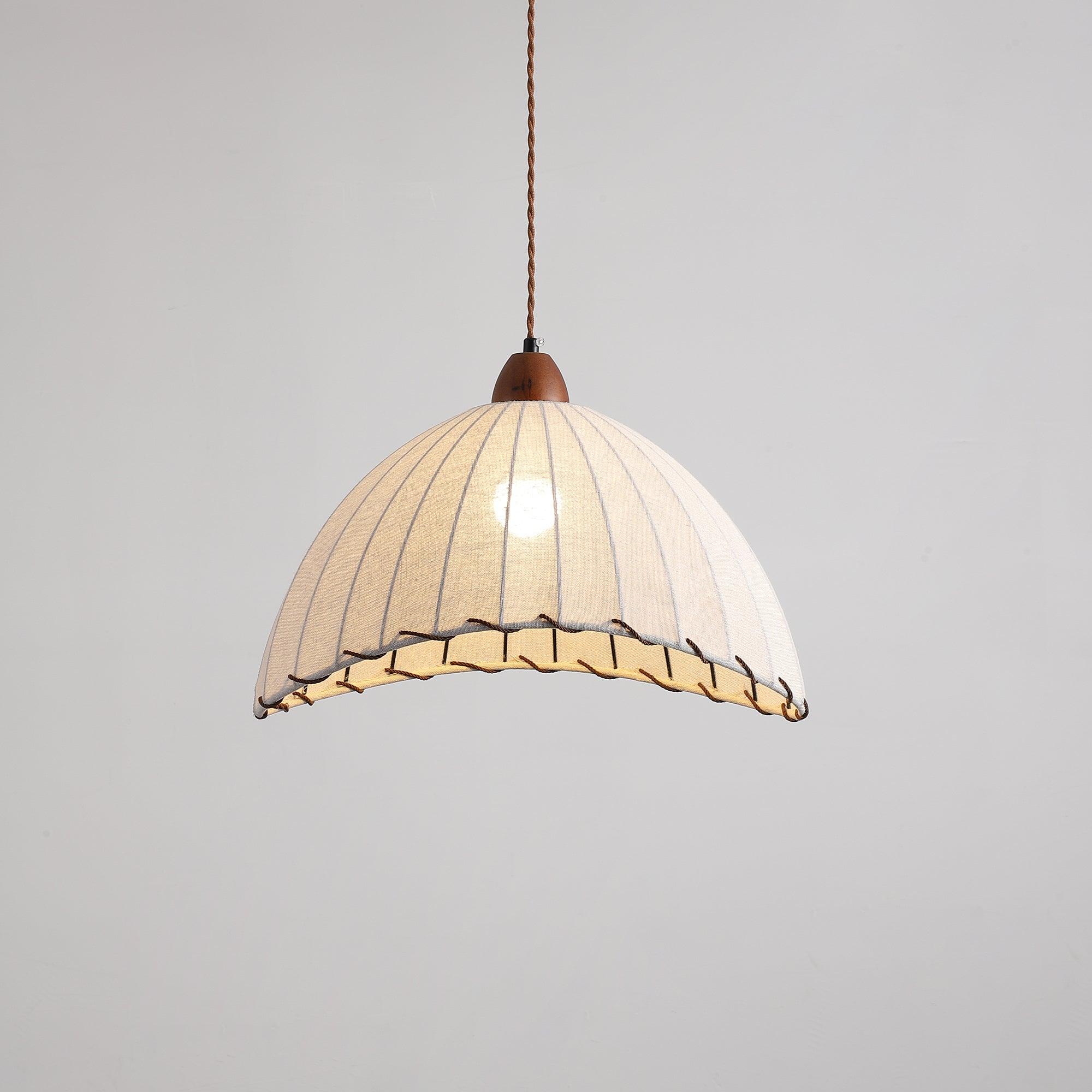 TimberLume Wood Pendant Light With Soft Fabric Shade | Lersk