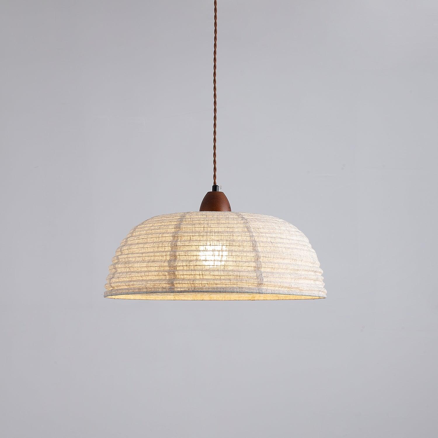 TimberLume Wood Pendant Light With Soft Fabric Shade | Lersk