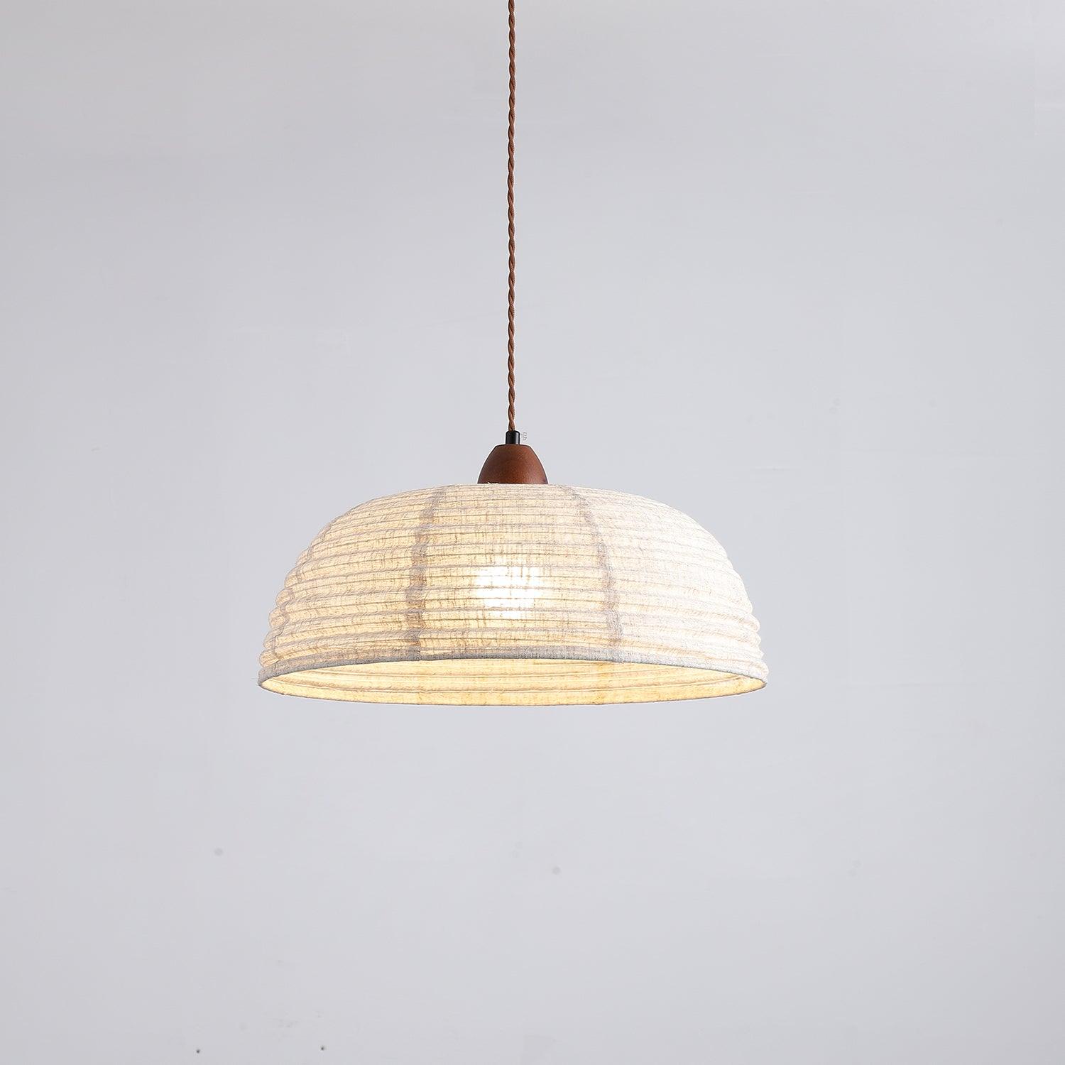 TimberLume Wood Pendant Light With Soft Fabric Shade | Lersk