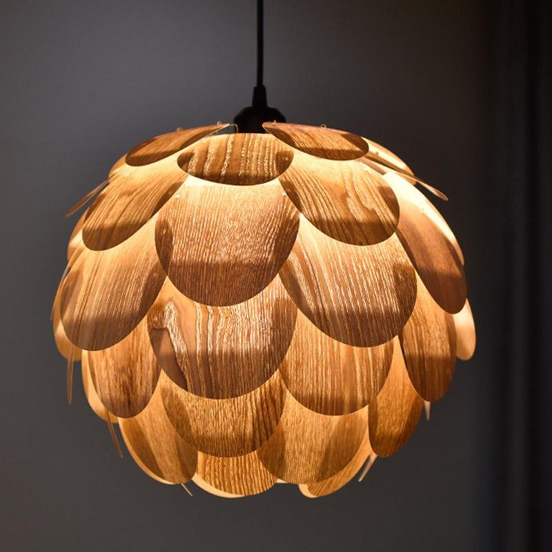 Lampada a sospensione in legno di ananas Suncrest per soggiorno rustico | Lersk