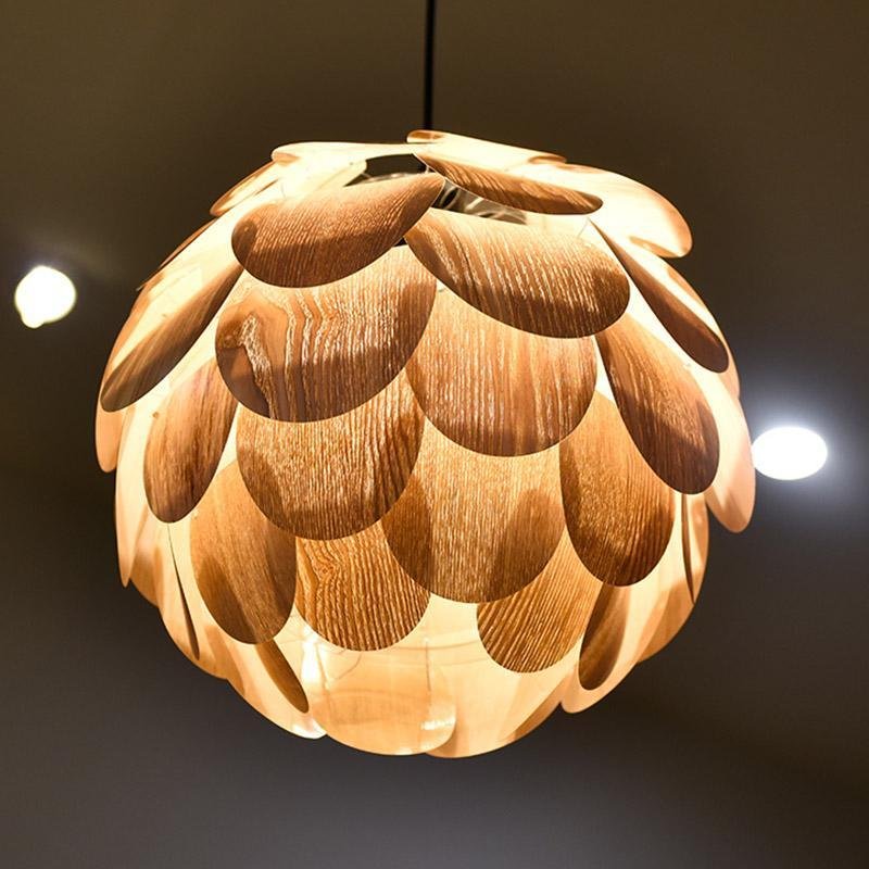 Lampada a sospensione in legno di ananas Suncrest per soggiorno rustico | Lersk