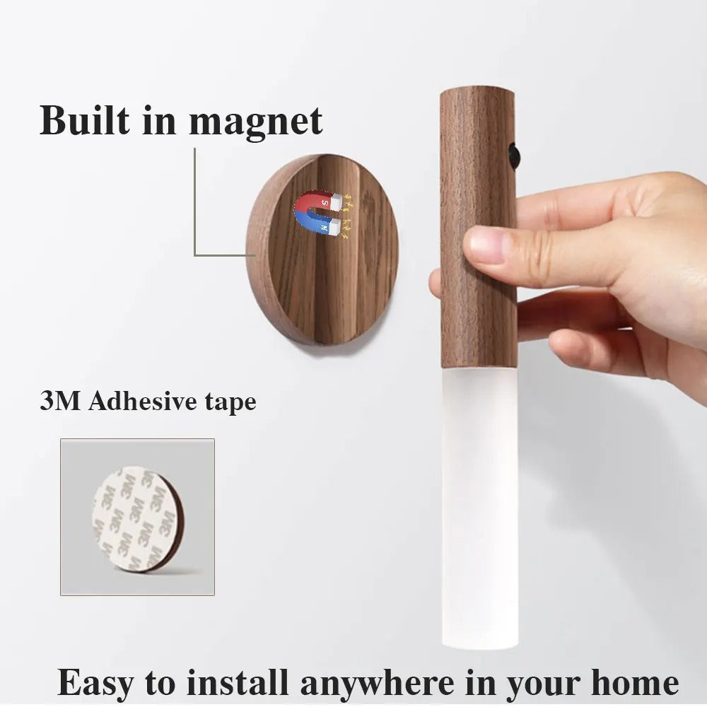 Dobíjecí LED nástěnná lampa USB s magnetickým pohybovým senzorem pro ložnici a domov | Lersk