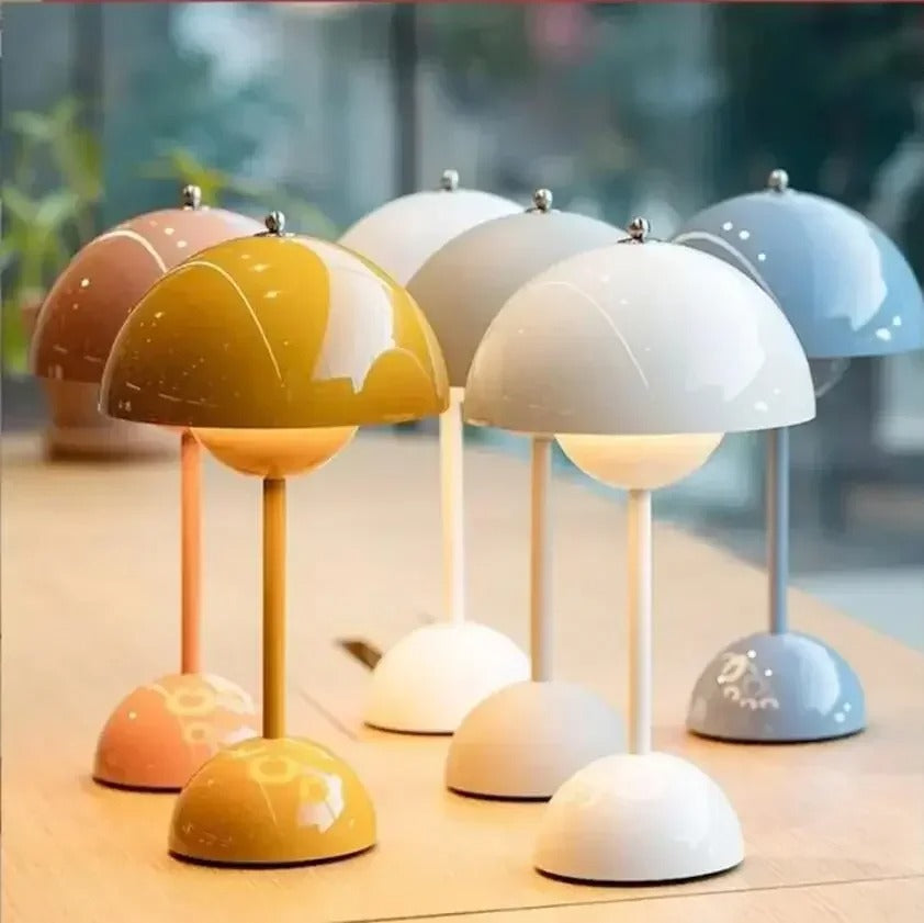 Nordic Led Table Lamp Wireless Rechargeable Mushroom Style for Small Spaces | Lersk