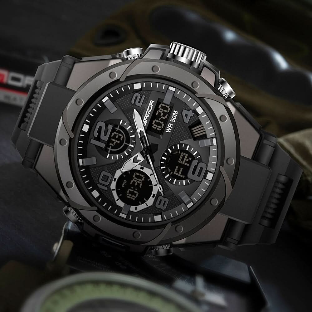 Reloj militar para hombre con pantalla analógica y digital y funciones para uso diario | Lersk