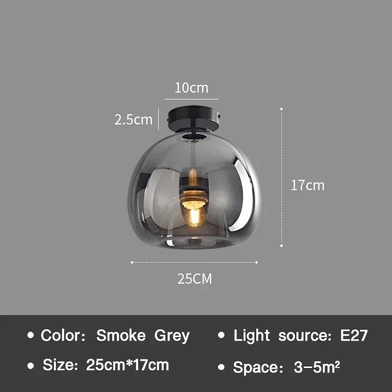 Elegante nordische Cognacglas-LED-Deckenleuchte für den Essbereich | Lersk