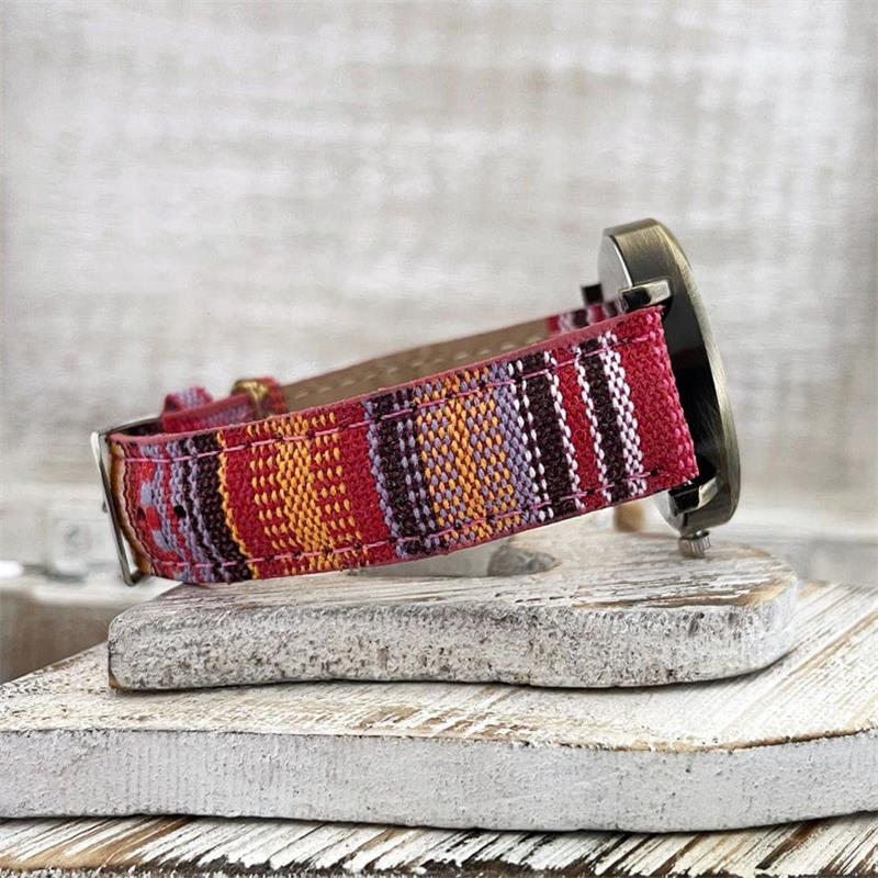 Multicolored Rainbow Pattern Watch With Elegant Dial And Woven Strap For Everyday Wear | Lersk