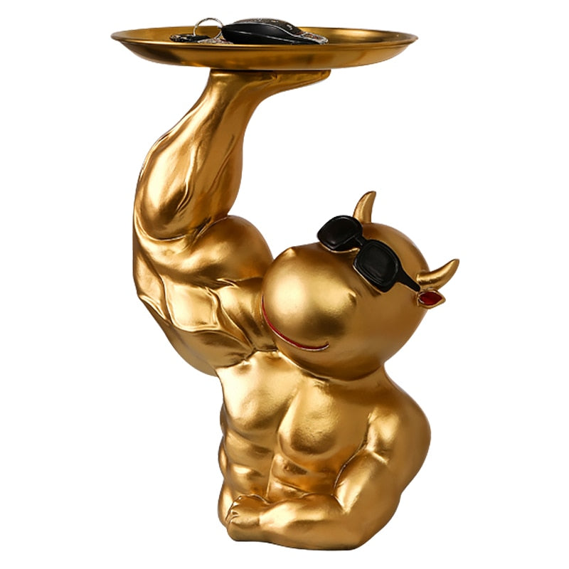 Luxio Gold Cow Tray Decor for Tables and Desks Rich Design | Lersk