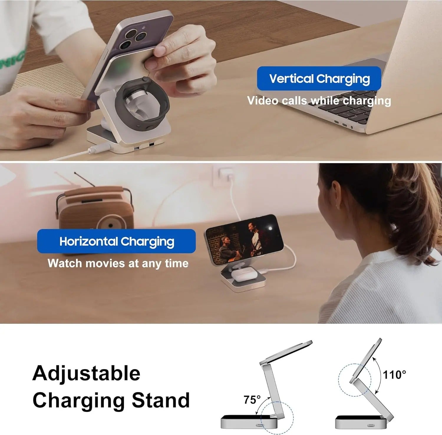NovaCharge 3 v 1 magnetická nabíječka pro iPhone, AirPods, hodinky | Lersk