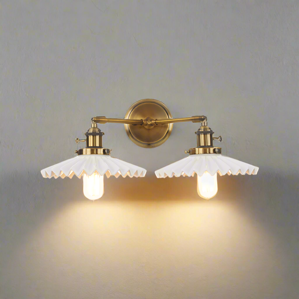 Aurelia Keramik-Wandlampe mit zwei Schirmen, Antikgold | Lersk