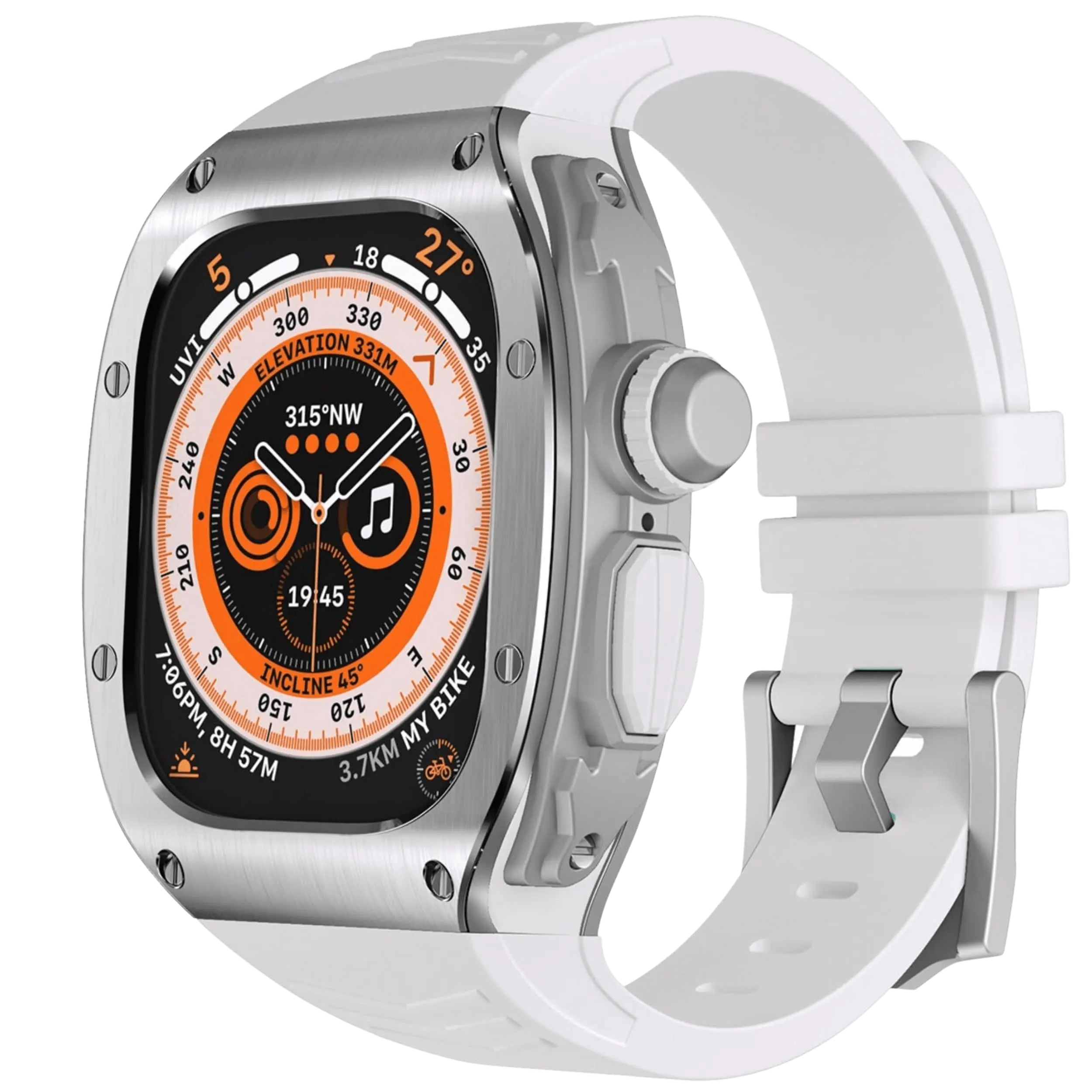 Boîtier en acier inoxydable Xyra et bracelet en silicone pour Apple Watch Ultra | Lersk